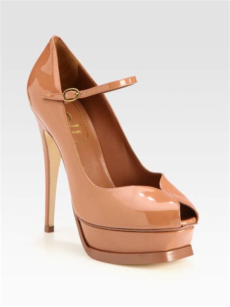 ysl tribute beige patent|TRIBUTE platform sandals in patent leather .